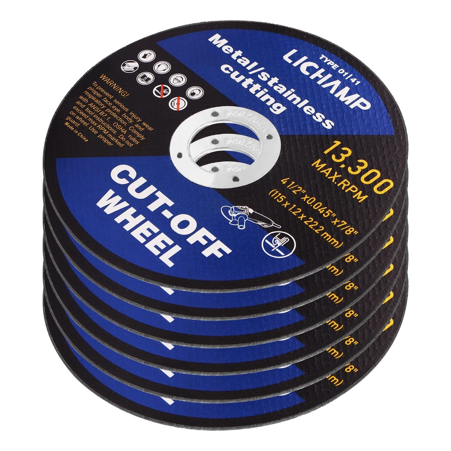 High Precision 4.5″ Cut Off Discs for Angle Grinders – 13300 RPM, 6 Units