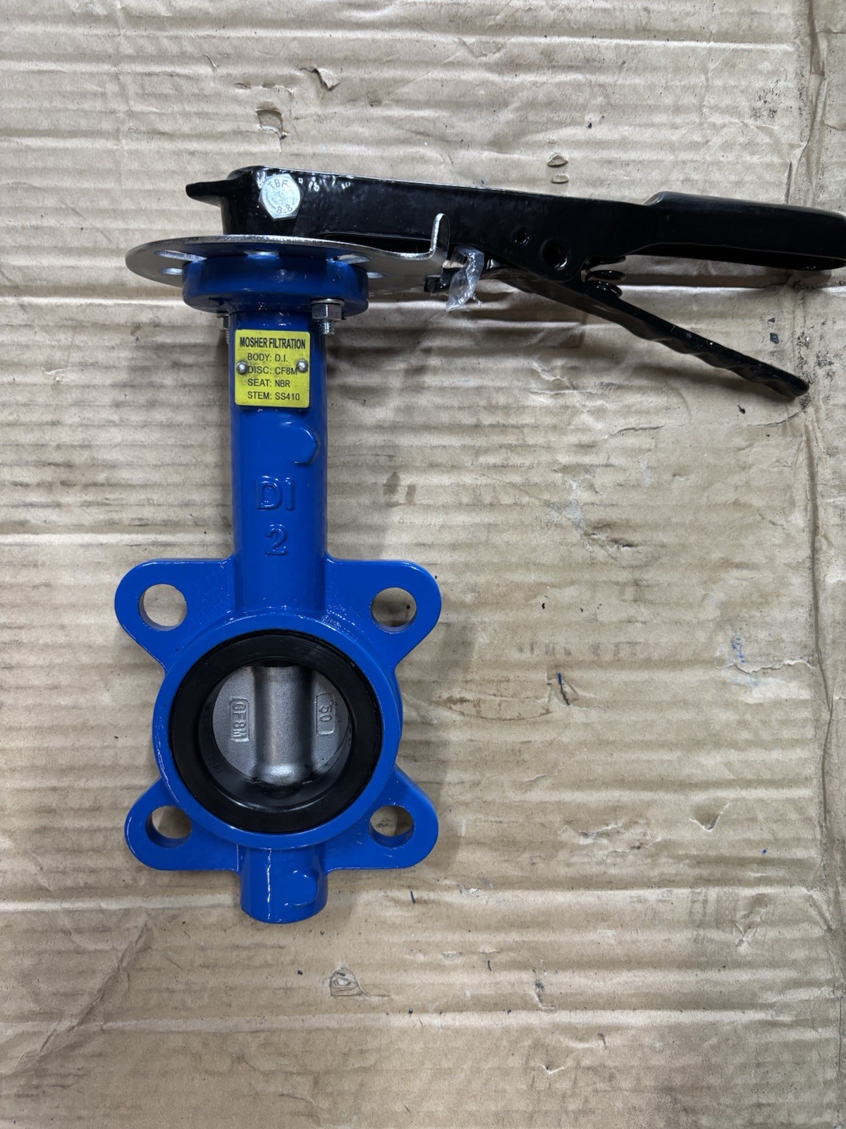 2” Butterfly Valve, Wafer, Ductile Iron Body, Stainless Steel Disc, Buna Seat