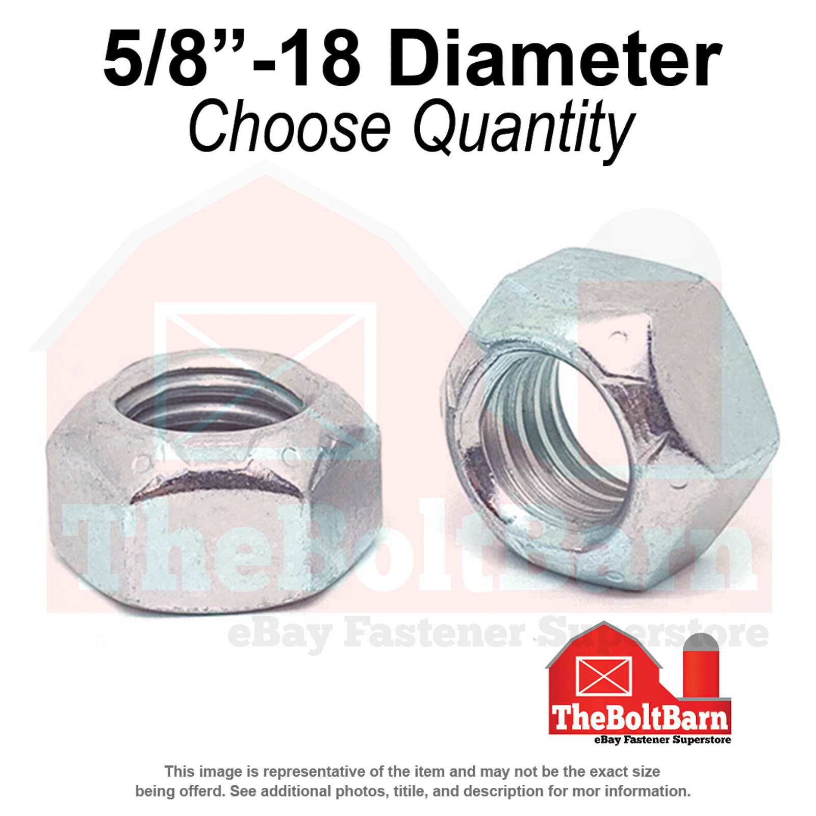 5/8″-18 Grade 8 Hex Top Lock Nuts Zinc Clear Fine Thread (Pick Quantity)