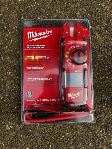 Milwaukee 2206-20 CAT III 1000V Fork Meter Auto-Ranging LED Work Light Digital