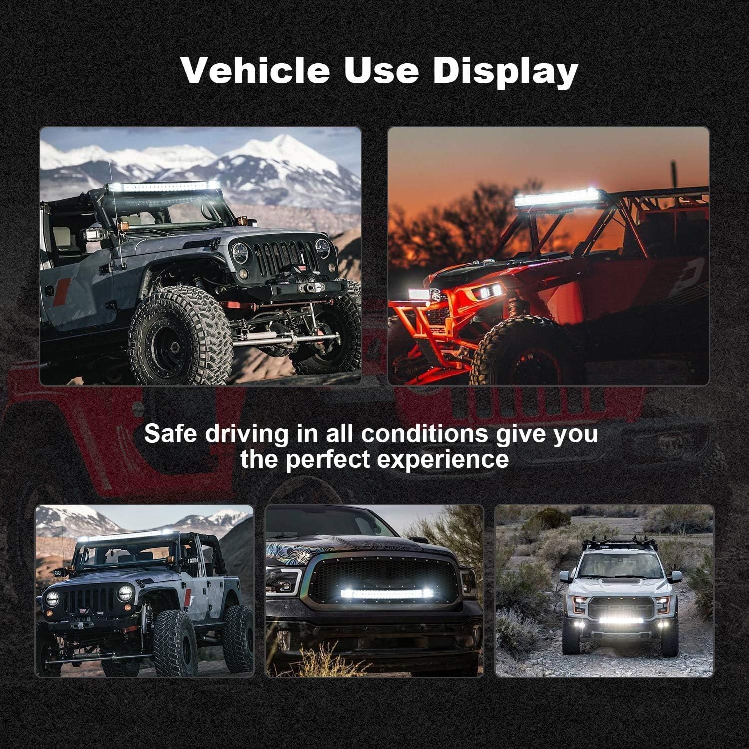 Off-Road LED Light Bar & Pod Kit: 52″ Combo Beam & 4×4″ Lights