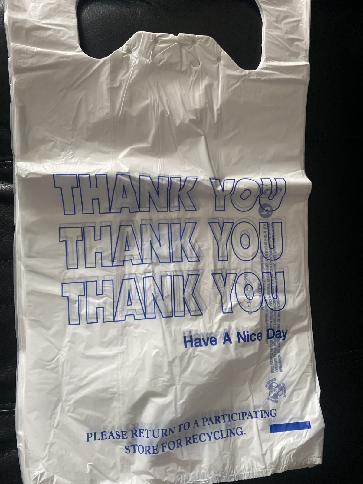Bags 1/6 Large 21 x 6.5 x 11.5 “Blue Thank You” T-Shirt Plastic Grocery Bags