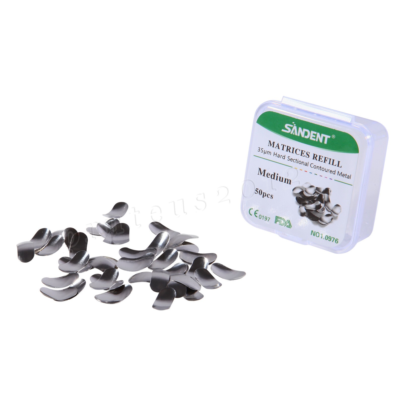 50 Pcs Dental Metal Matrices Sectional Contoured Matrix Refill hard band S/M/L