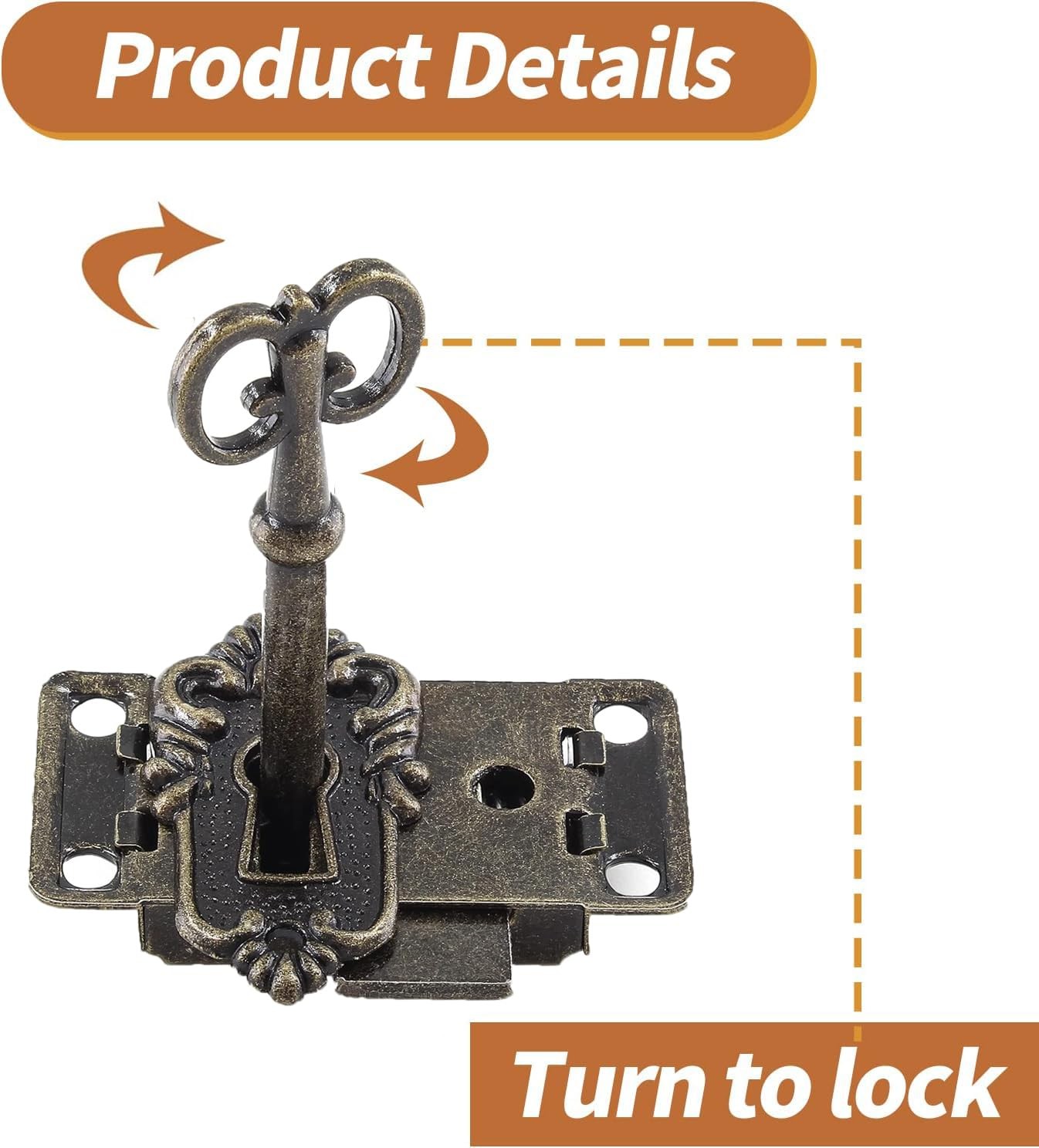 Kyuionty 2 Sets Skeleton Key Lock Decorative Antique Bronze