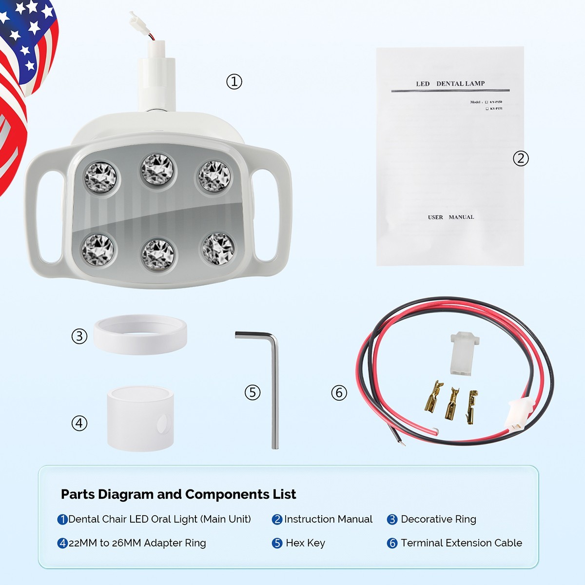 US Dental 6 LED White Light Operating Lamp Induction For Dental Unit Chair