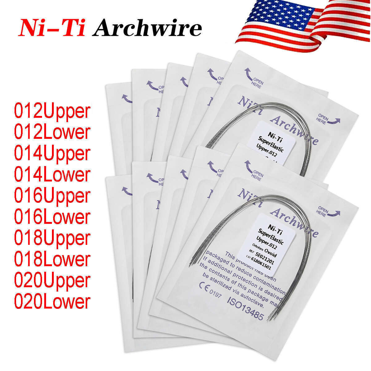 10Packs/100pcs dental orthodontic super elastic NITI round arch wire Ovoid form
