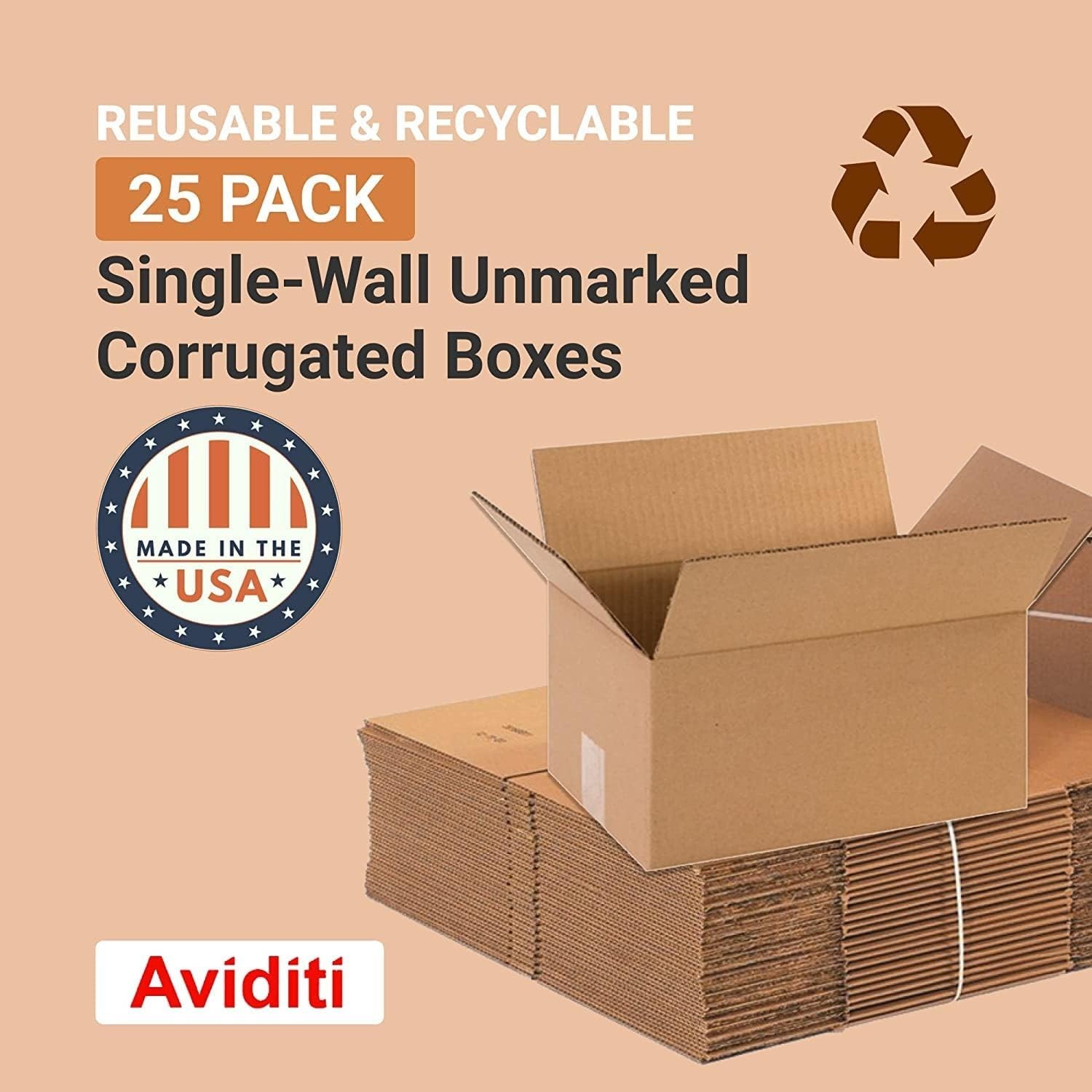 Shipping Boxes Medium 12″L x 8″W x 6″H 25-Pack – Corrugated Cardboard Box for…