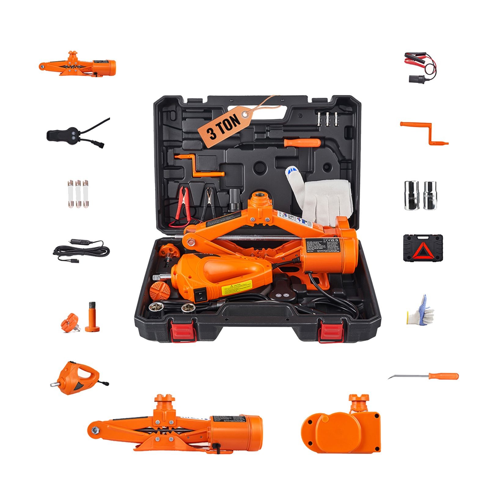 Electric Car Jack, 3 Tons /6600 lbs Scissor Jack with Electric Impact Wrench