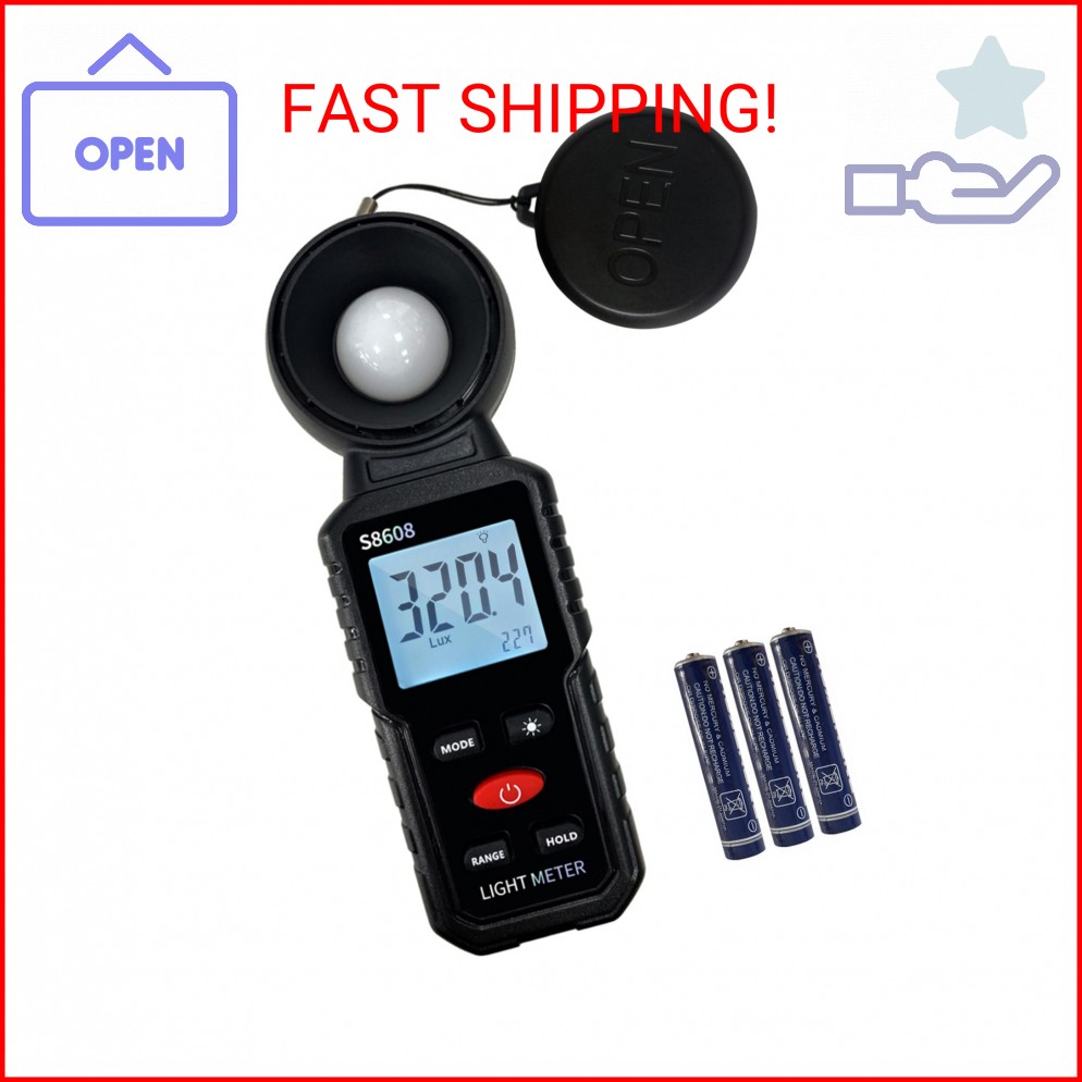 Digital Illuminance Light Meter Tester 200,000Lux Meter (18,500FC) Luxmeter Ligh