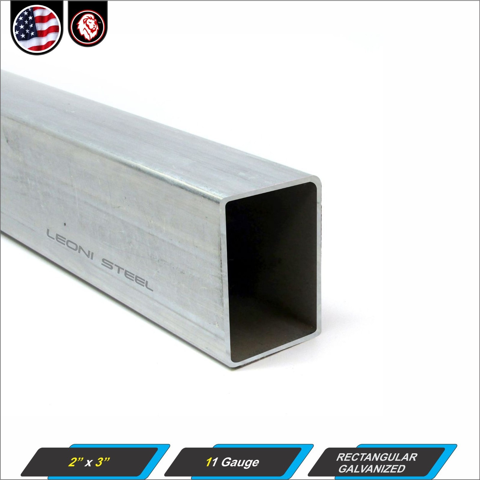 2″ x 3″ Galvanized Rectangular Tube – Mild Steel – 11 ga – ERW – 84″ inch long