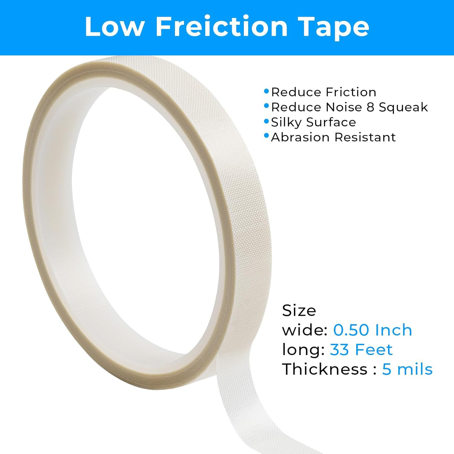 Low Friction Tape,1/2 inch x 33 Ft,Drawer Slide Tape,Curtain Glide Tape,Drawer G
