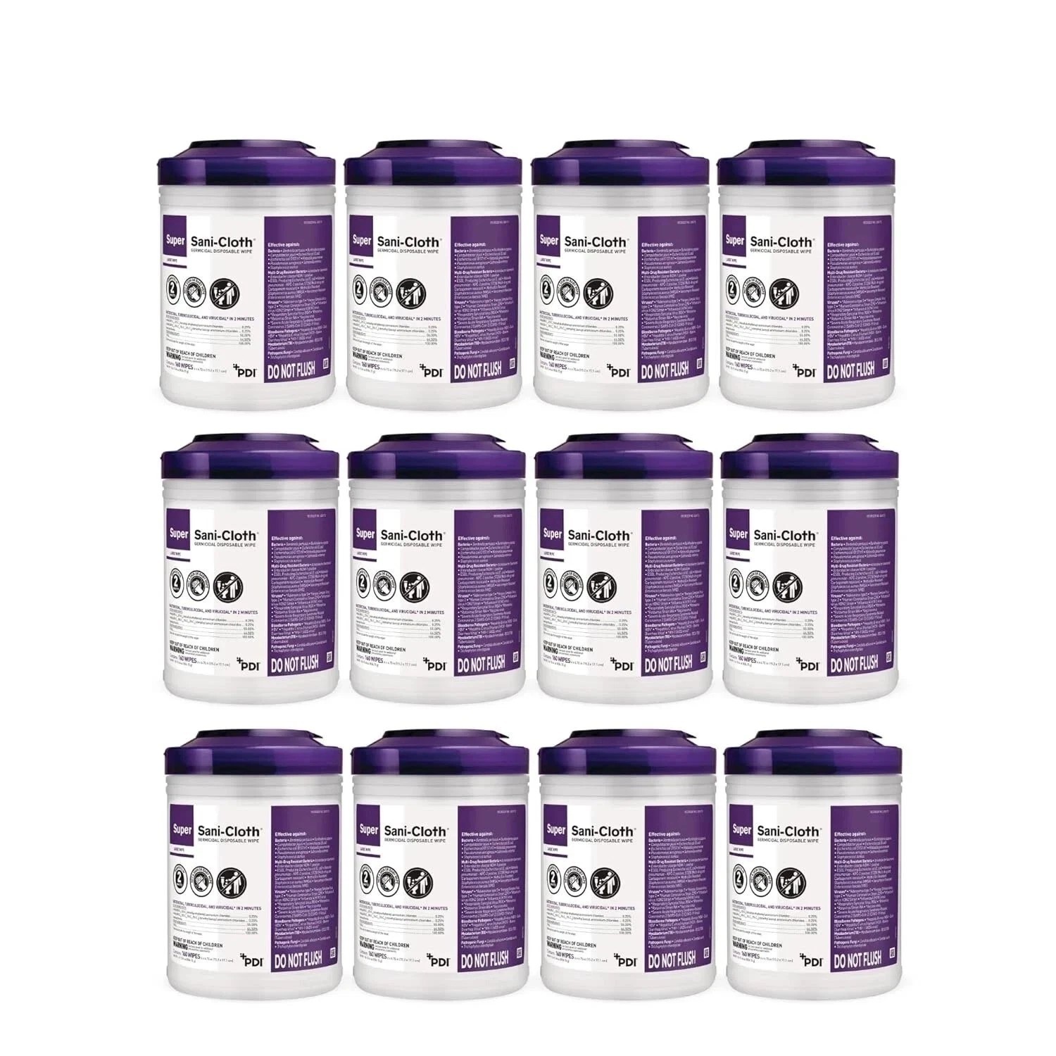 PDI Super Sani-Cloth Wipe – Case of 12 | Q55172 | EPA 9480-4 | USA FREE Shipping