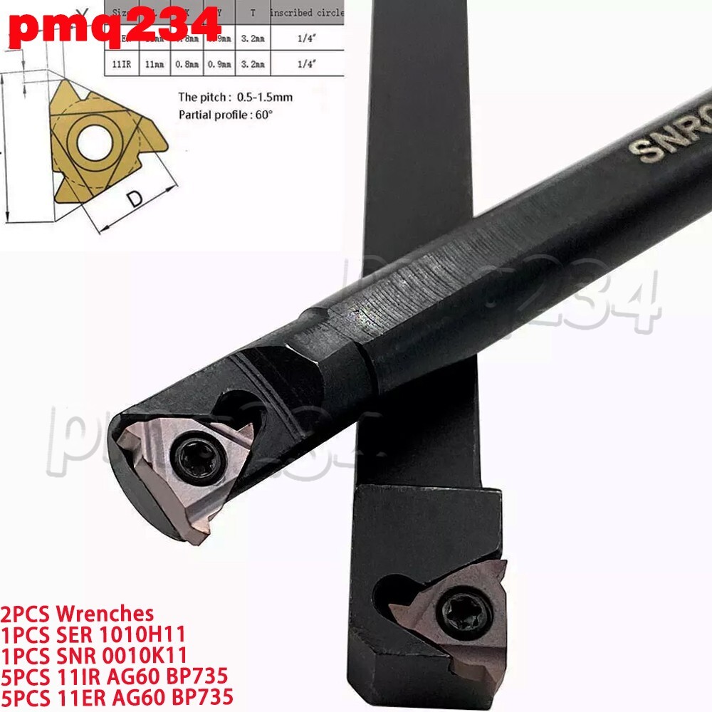SER1010H11+SNR0010K11 Turning holder 5PCS 11ER + 11IR A60 15TF Carbide insertion