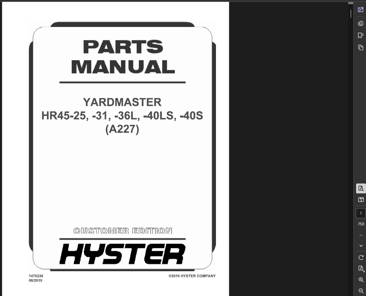 HYSTER FORKLIFT (A227) HR45-31 SERVICE REPAIR SHOP PARTS MANUAL PDF USB