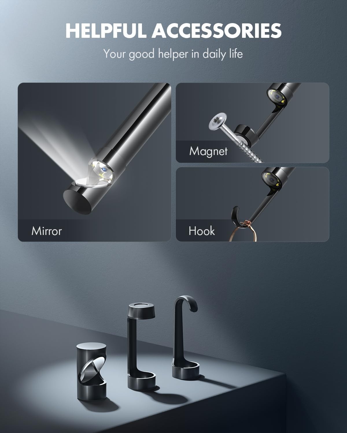 USB Endoscope Camera with 8 Adjustable LED Lights Fit for iPhone and Android