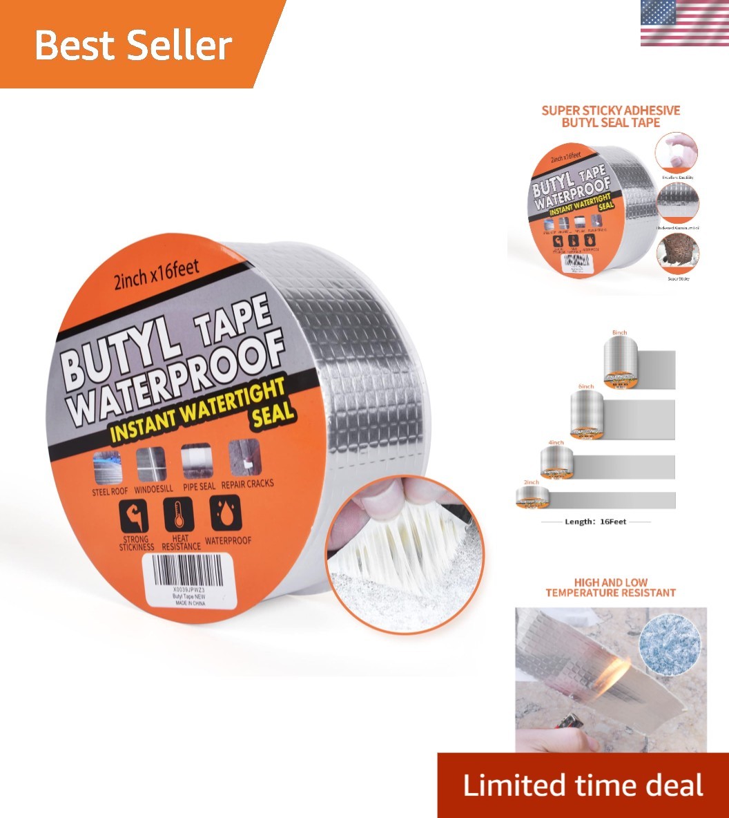 Versatile Aluminum Foil Butyl Tape – Waterproof, UV & Heat Resistant 2″ x 16′