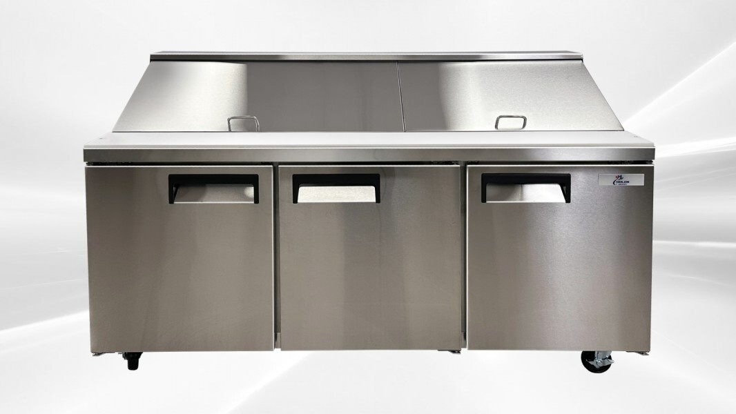 NEW 72″ Commercial Double Lid Refrigerator Prep Table Sandwich Pizza NSF ETL