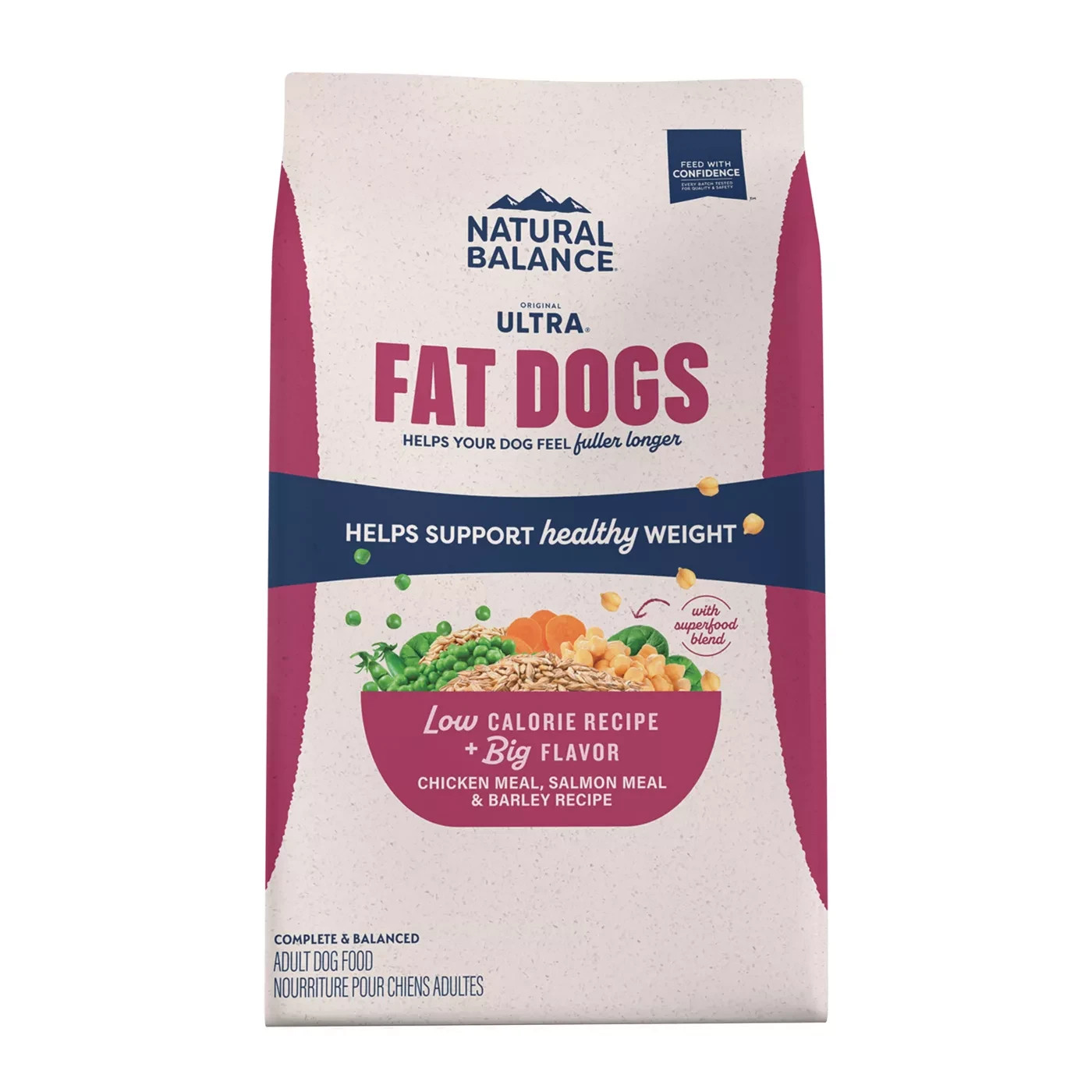 Ultra Fat Dogs Weight Control Dog Food for Adults Chicken, Salmon, Barley,24 lbs