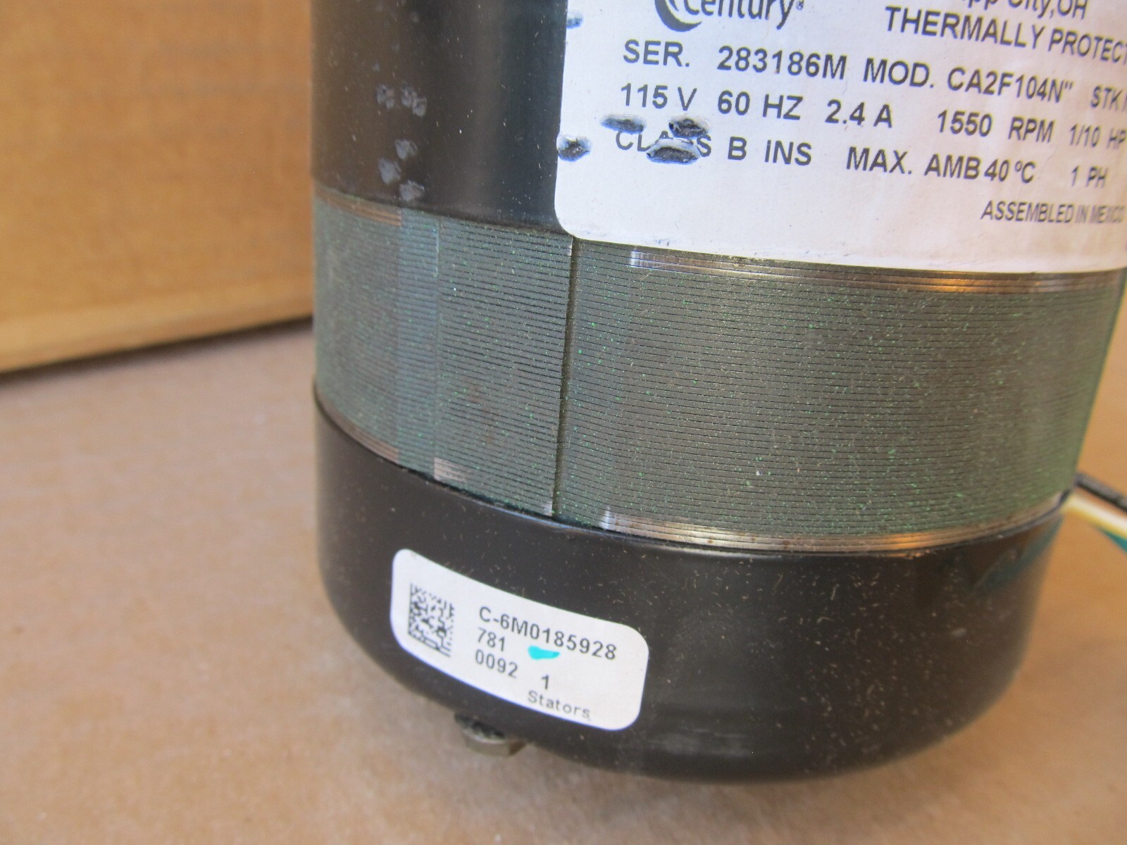 Century Motor 1/10HP 1550RPM 115V 2.4A CA2F104N w/ Box