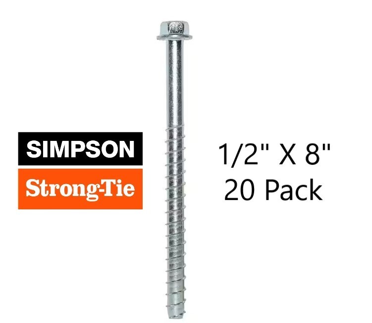 (20PK) Simpson Strong Tie THD50800H Titen HD Concrete Screw Anchor Zinc 1/2″ x 8