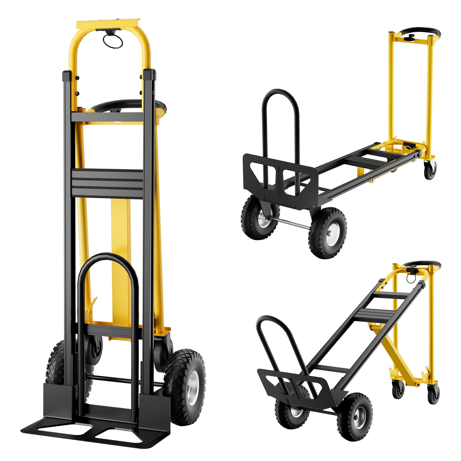 Garvee 800Lbs Convertible Hand Truck Dolly 3-in-1 Foldable Steel Cart Moving