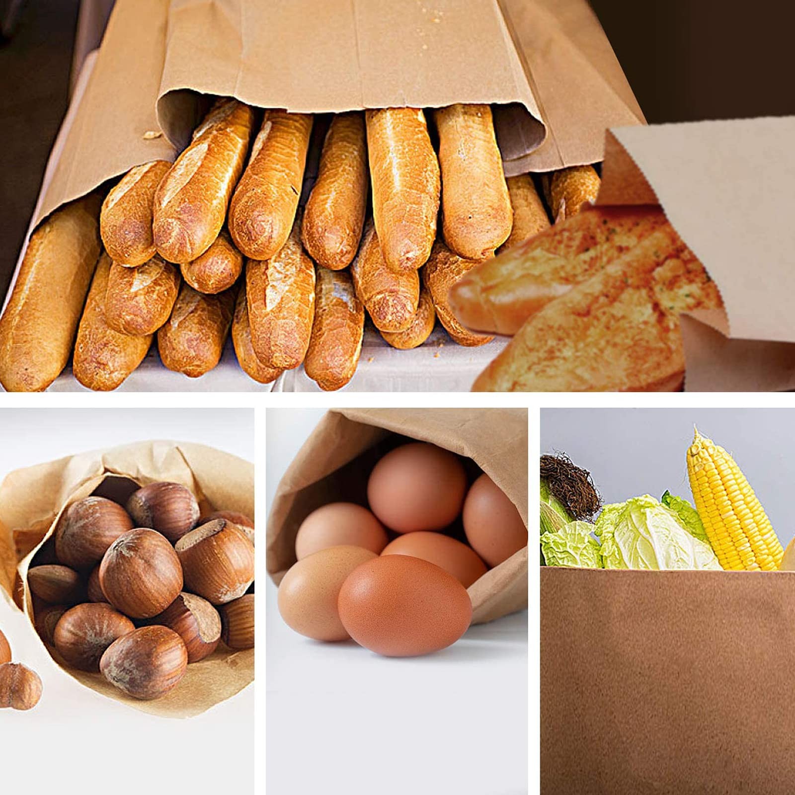 Paper Lunch Bags 50 Count Large Brown Sacks 50 COUNT, Brown,White