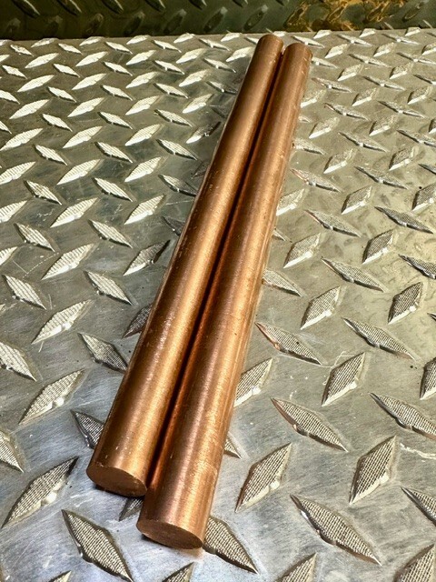 2 Pieces 1/2″ C110 COPPER ROUND ROD 12″ long Solid CU New Lathe Bar Stock #2