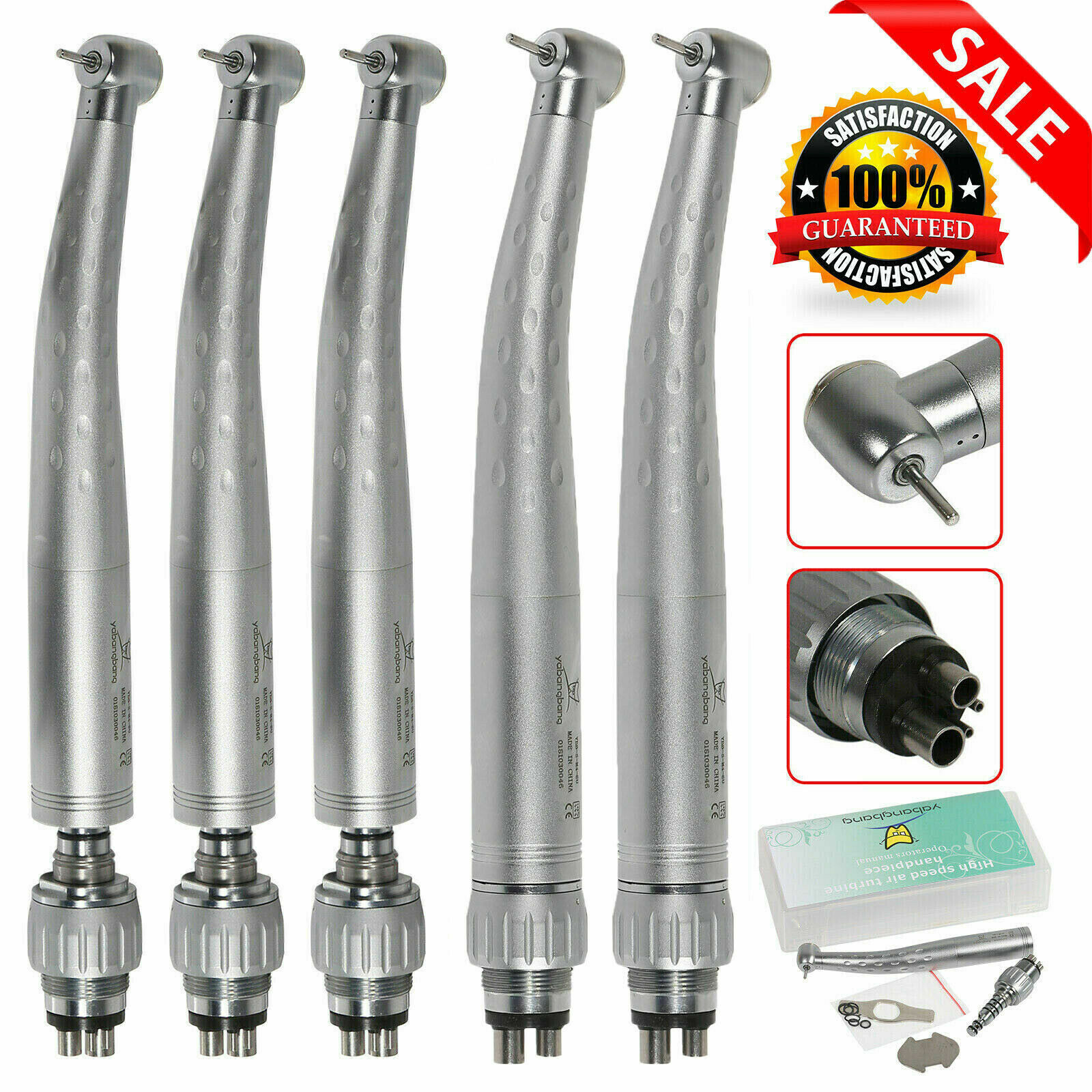 USPS 5 Yabang Dental High Speed Handpiece with 4 Holes Quick Coupler Swivel