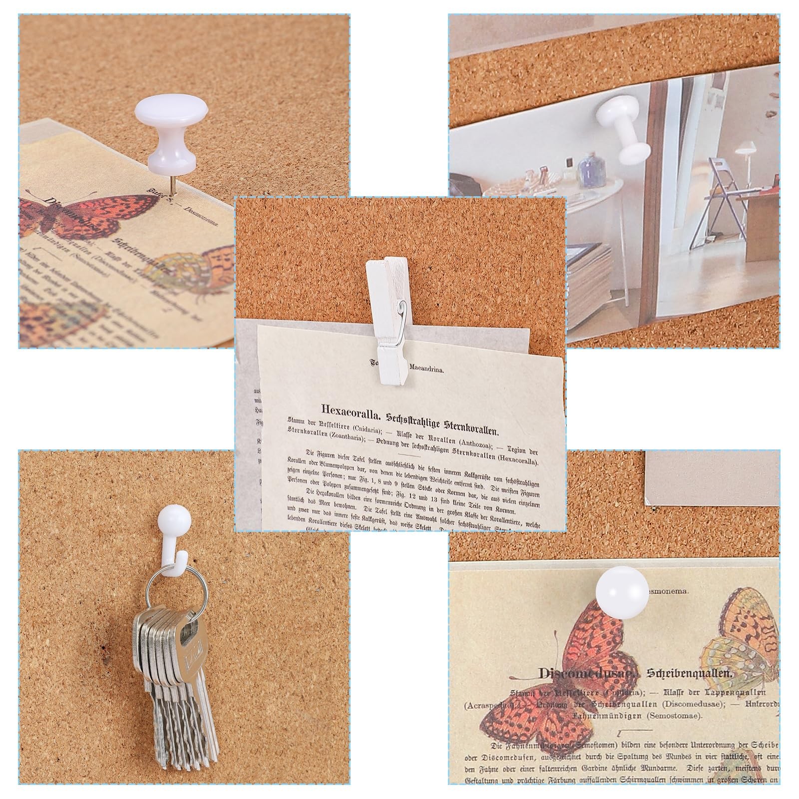 200 Pieces Push Pins Set, 5 Types White Thumb Tacks Cute Decorative Push Pins…