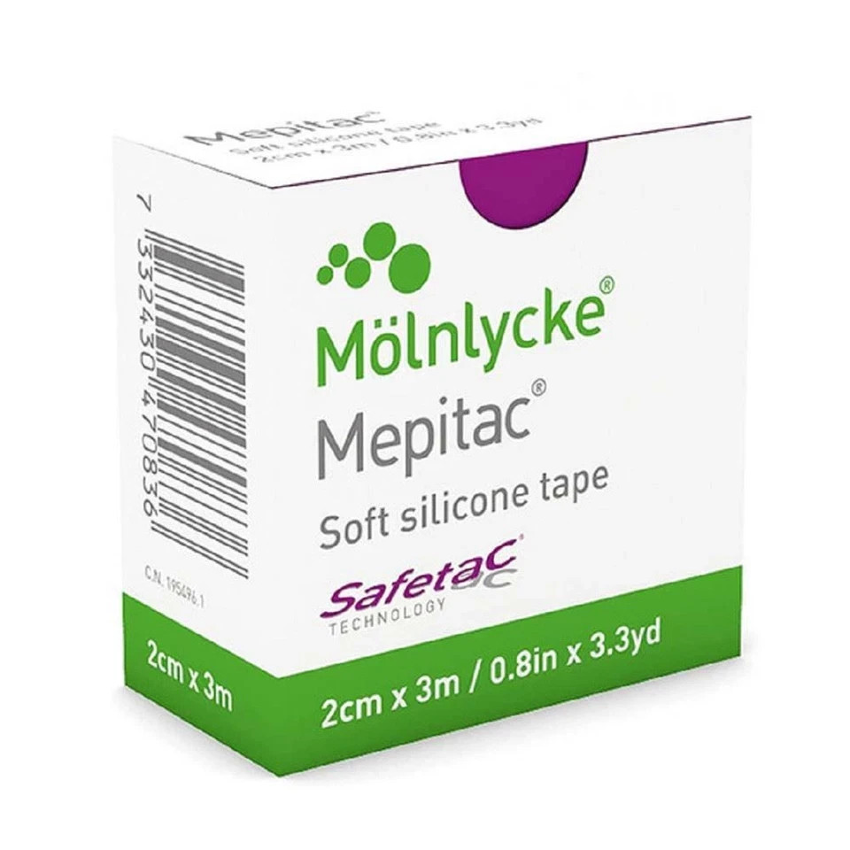 Molnlycke Mepitac Soft Silicone Tape, 0.8″ x 3.3 Yards – Damaged box