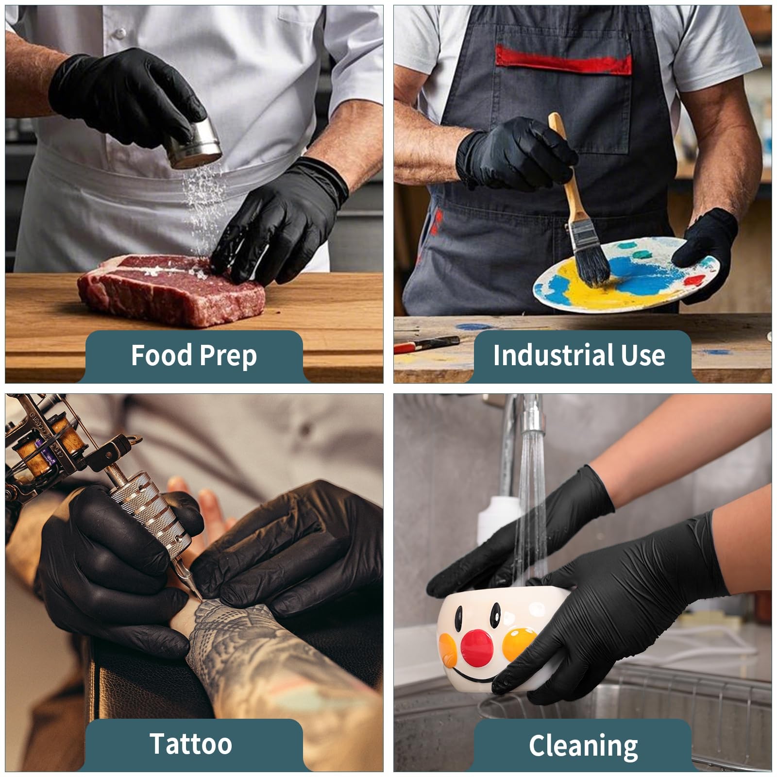 – Black Nitrile Disposable Gloves, 5mil, Powder/Latex-Free, Medical Exam 100 …