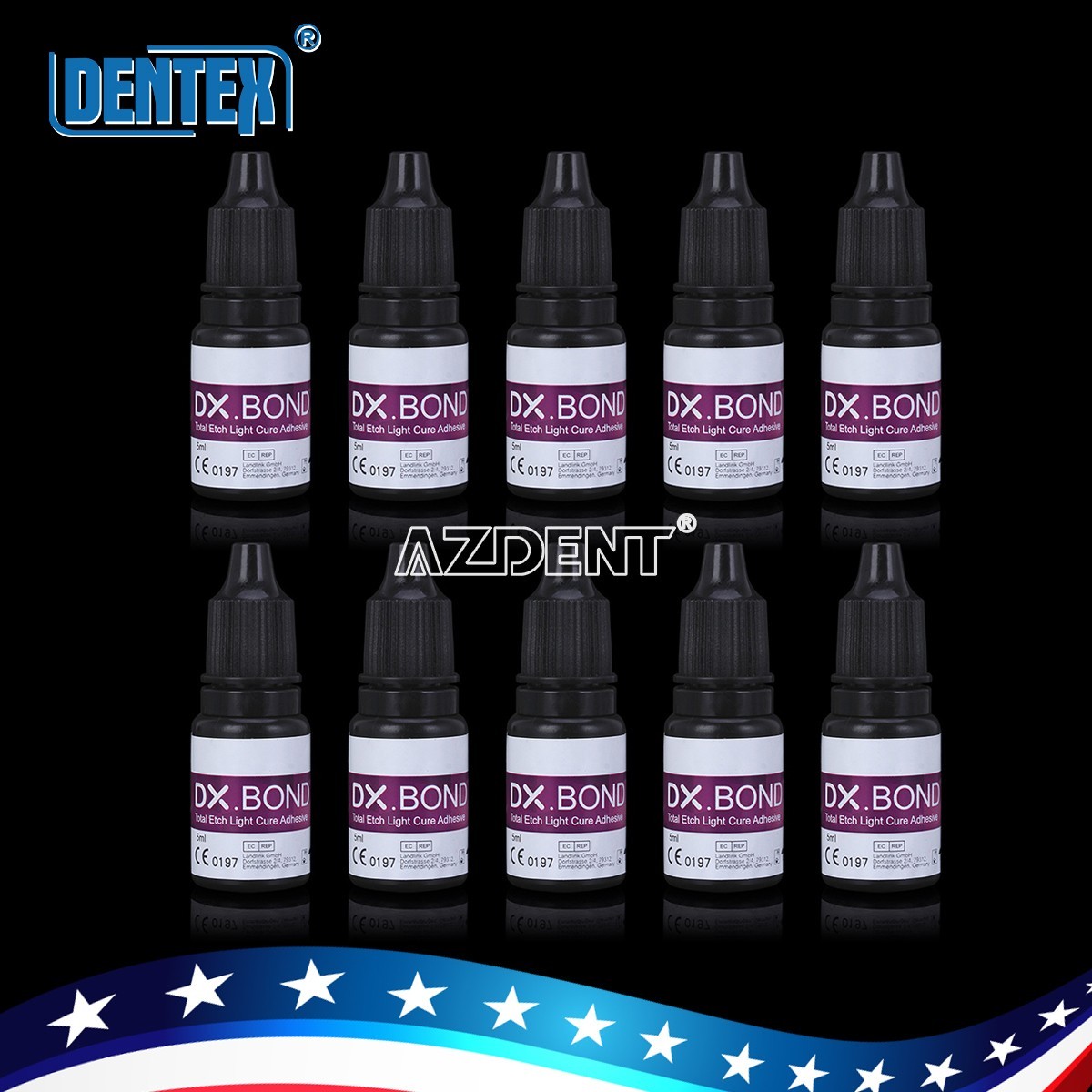 5X DENTEX Dental Light Cure Dentin Enamel Bonding Resin Adhesive ONE STEP 5 ML