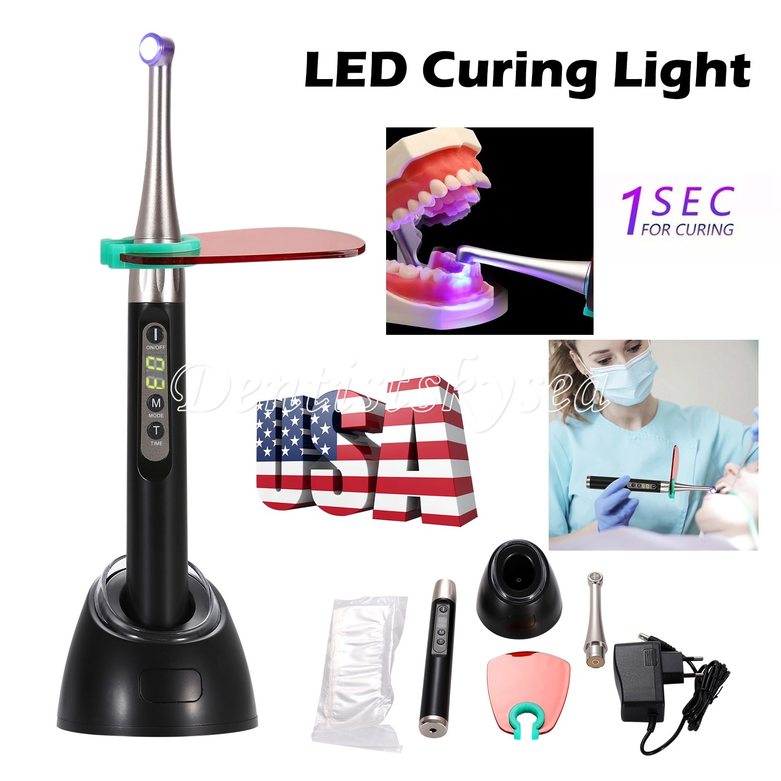 Dental LED Curing Light Cure Lamp Wireless Cordless Resin Woodpecker Style LA