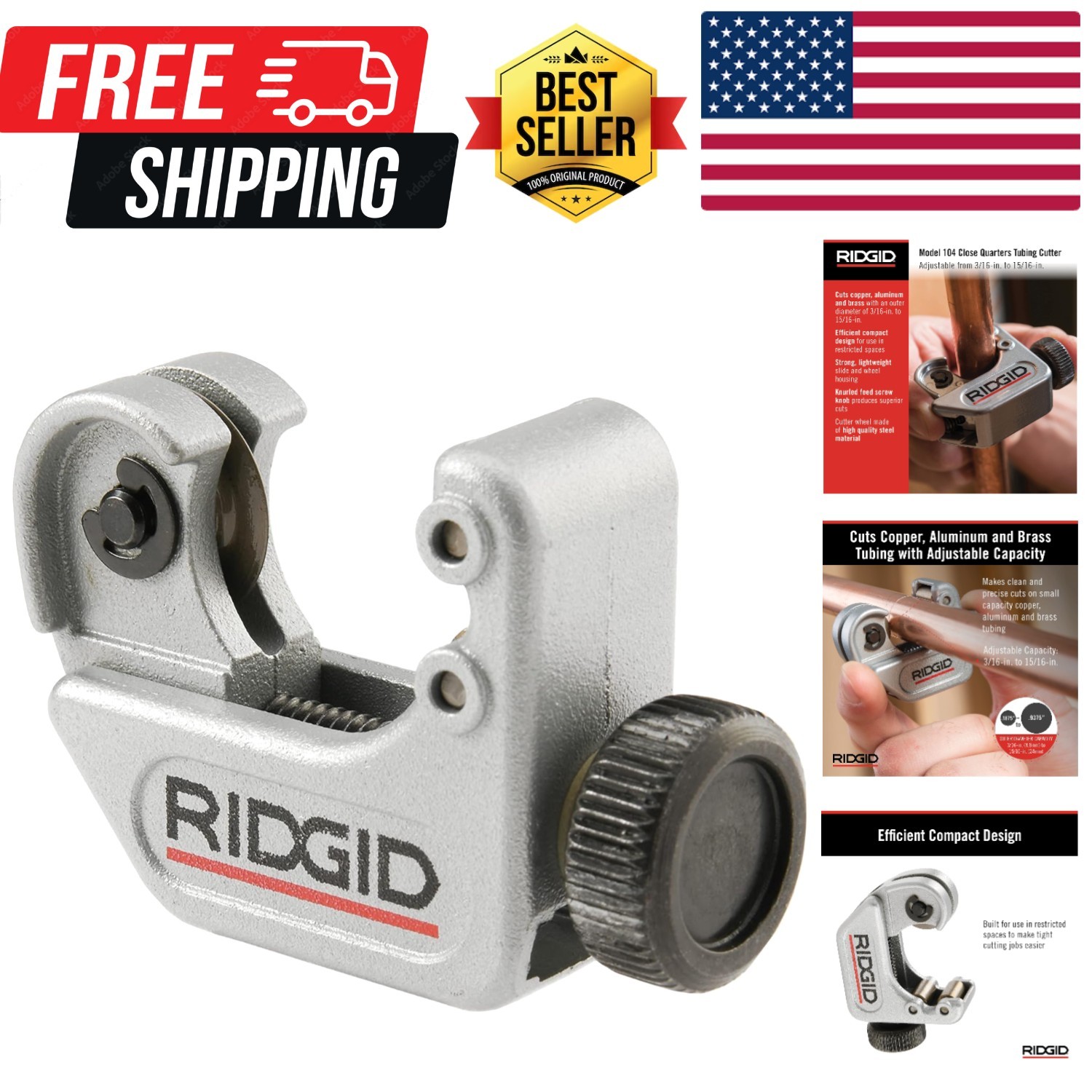 Model 104 Close Quarters Tubing Cutter, 3/16-inch to 15/16-inch Tube Cutter