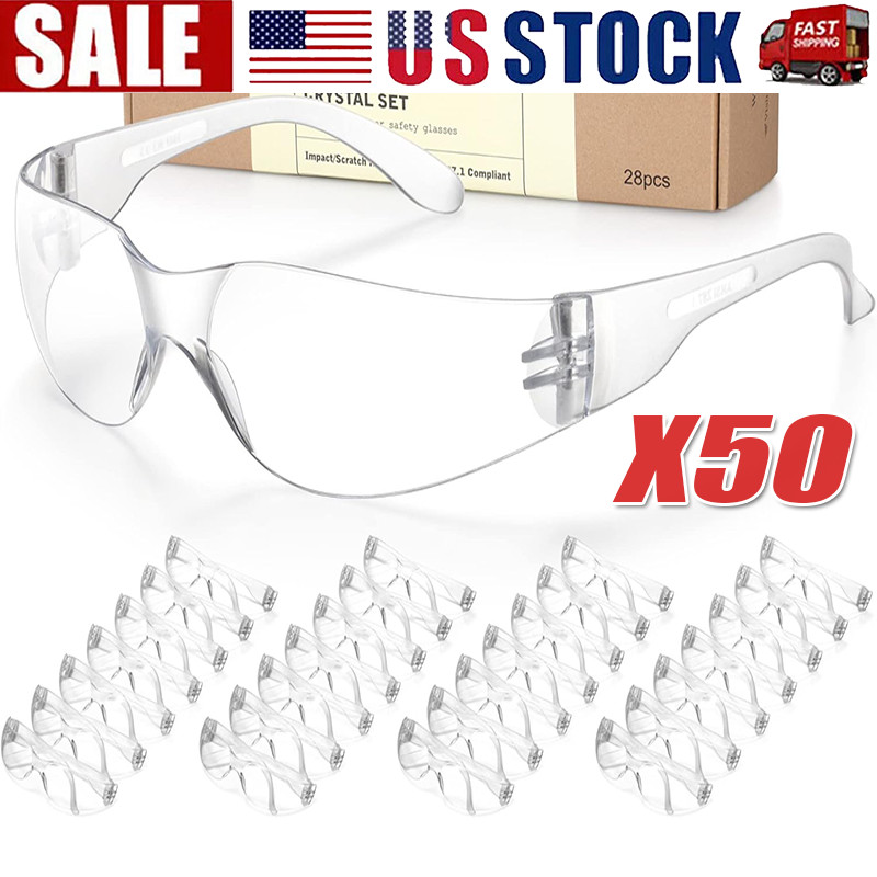 20 PAIR PACK Protective Safety Glasses Clear Lens Work UV ANSI Z87 Lot of 12