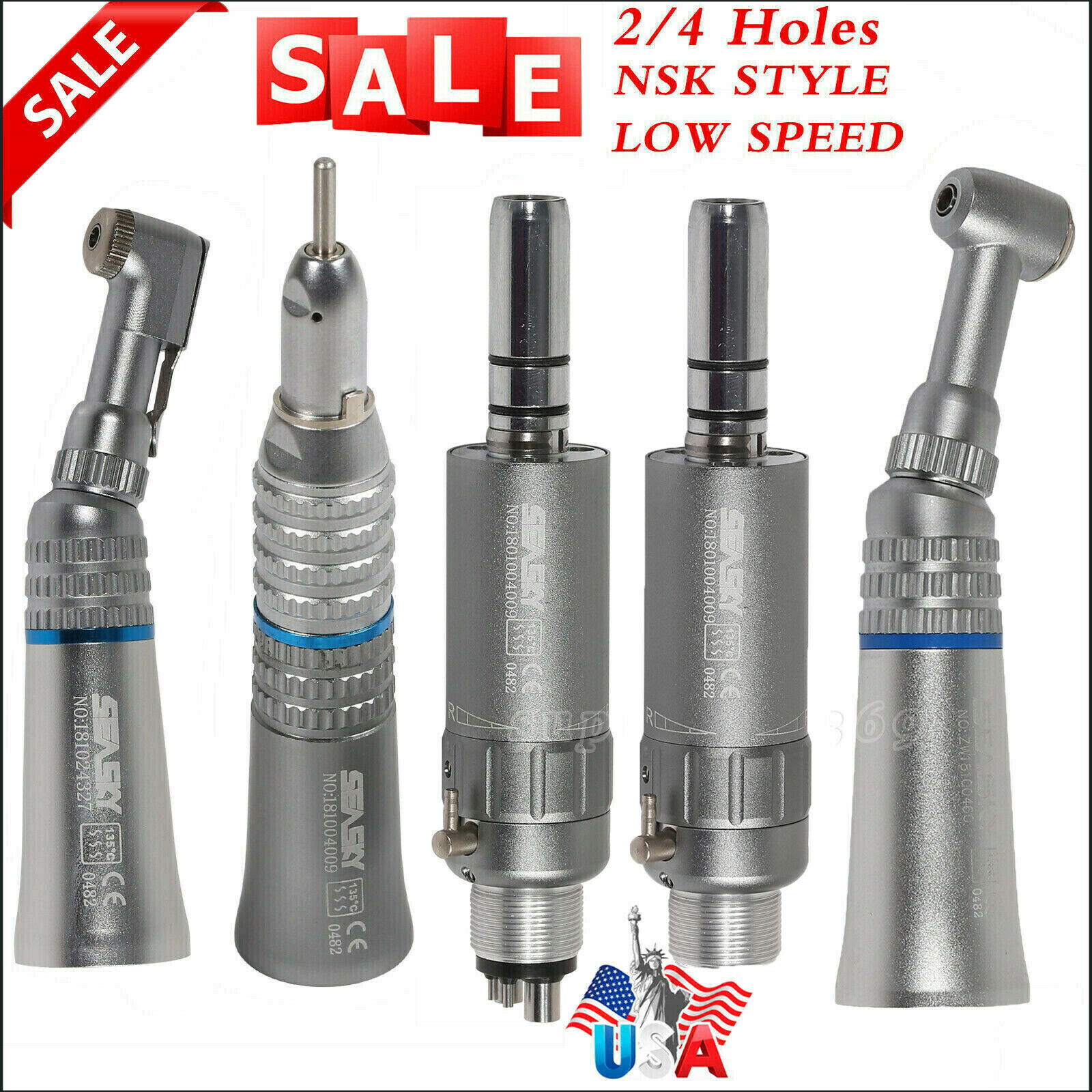 NSK Style Dental Slow Low Speed Handpiece Straight Contra Angle Air Motor 2/4 ns
