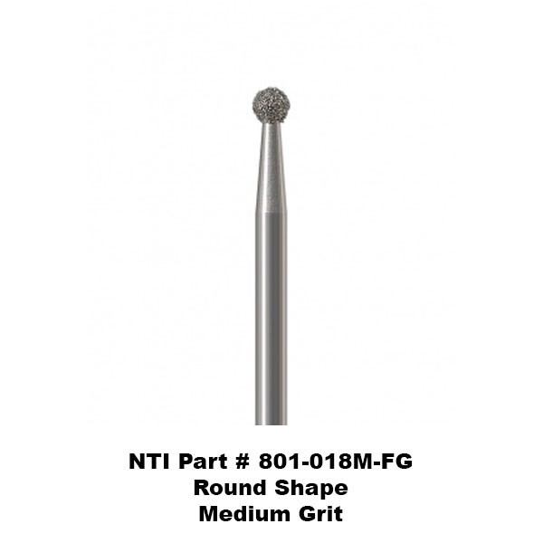 NTI Kerr 801-018M-FG Medium Grit Round Shape Diamond Burs 5 Pk