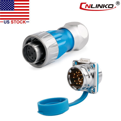 12 Pin Power Connector Female Plug & Male Socket Waterproof IP67 HeavyDuty Metal