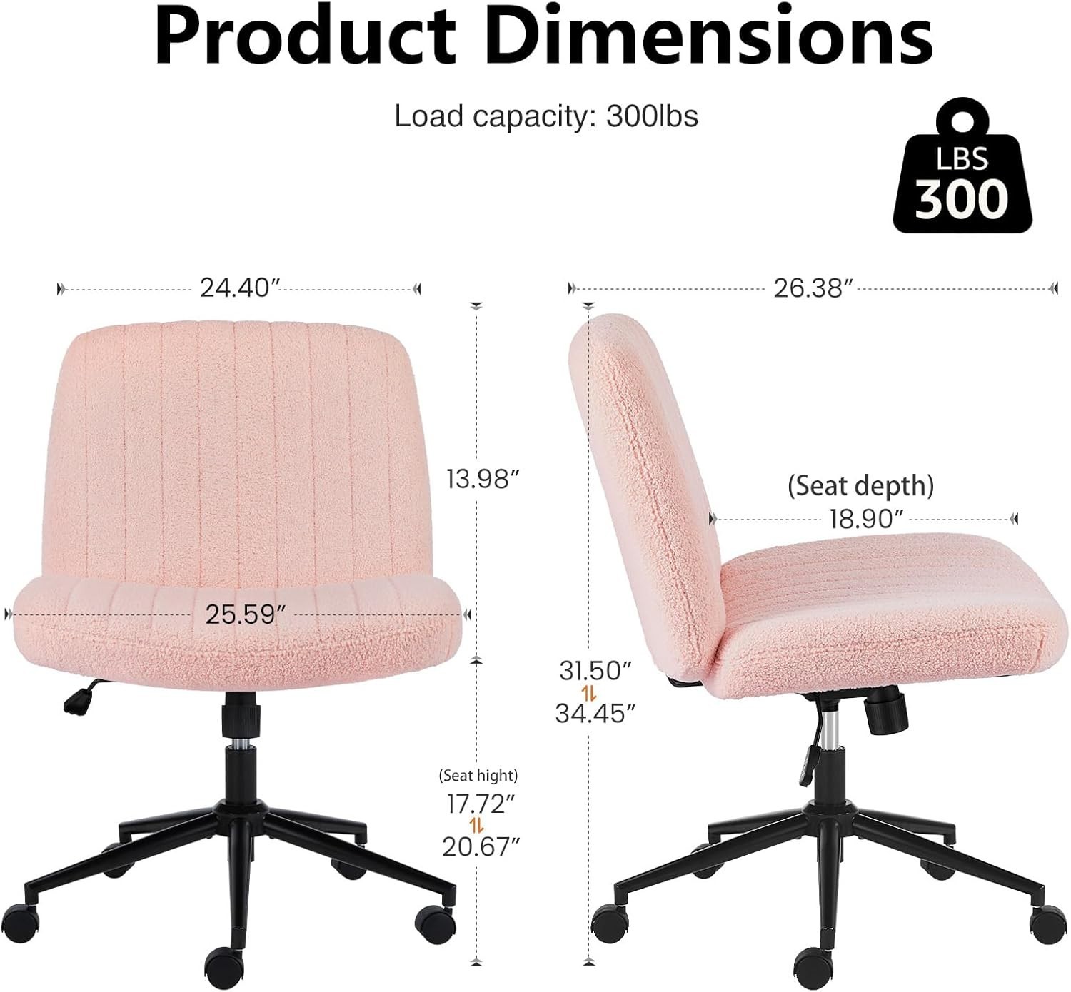 Adjustable Swivel Criss Cross Chair in Teddy Pink – Ideal for Office & Vanity