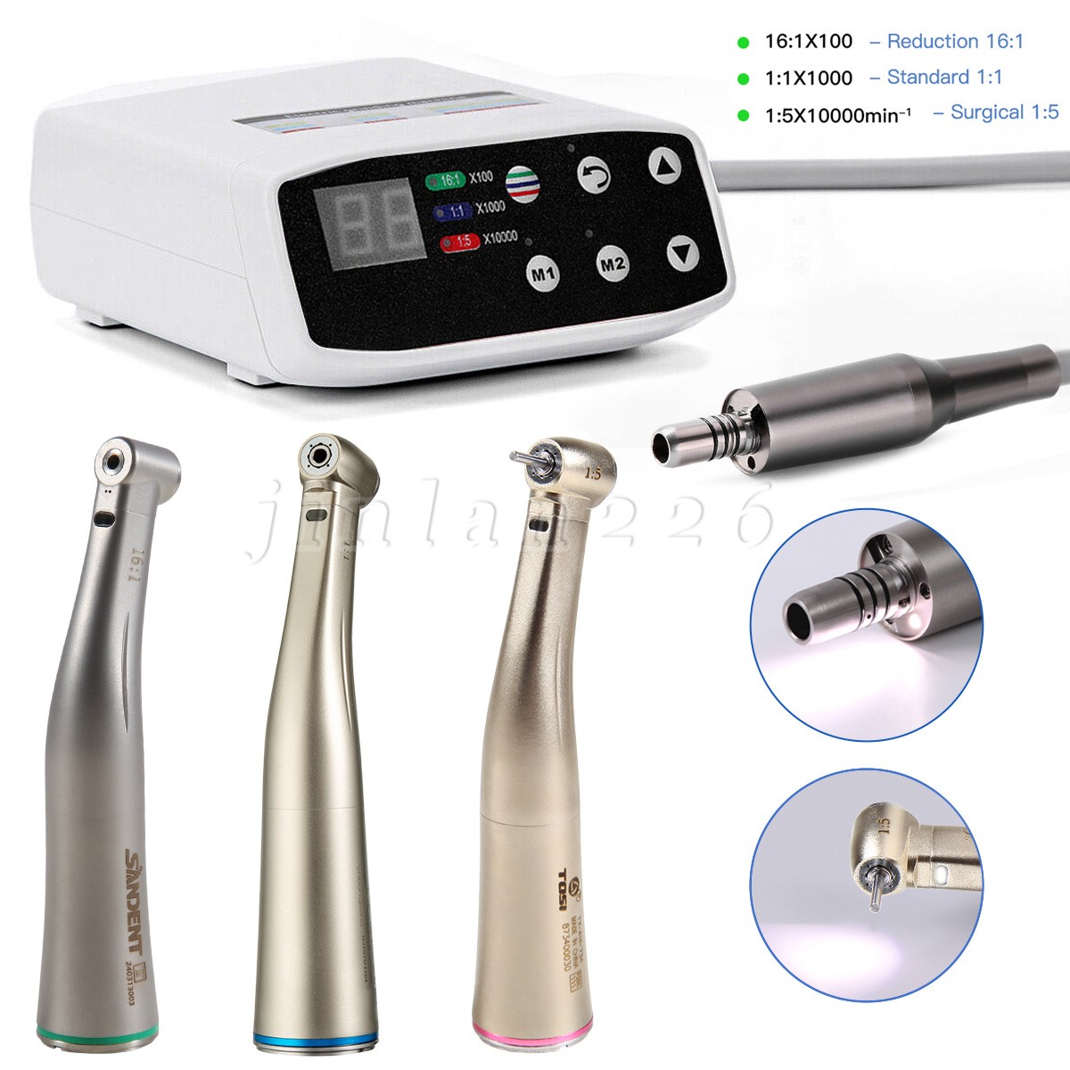 Brushless LED Electric Motor/ 1:5 /1:1 /16:1 Handpiece Contra Angle
