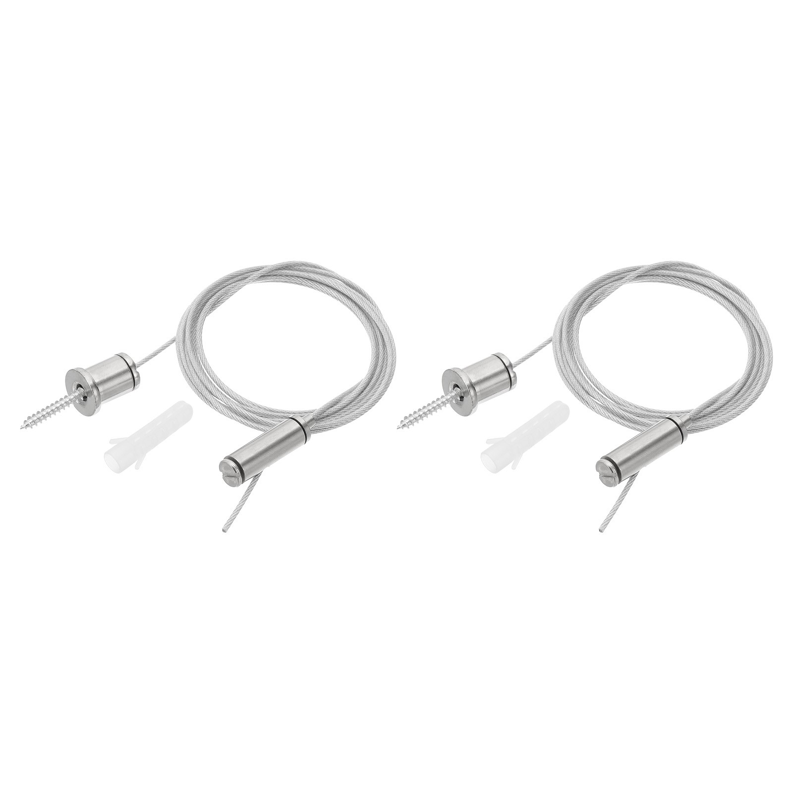 2m/6.6ft 2 Set Ceiling Hanging Wire Cable Kit with Slotted Round Nail, Style 2