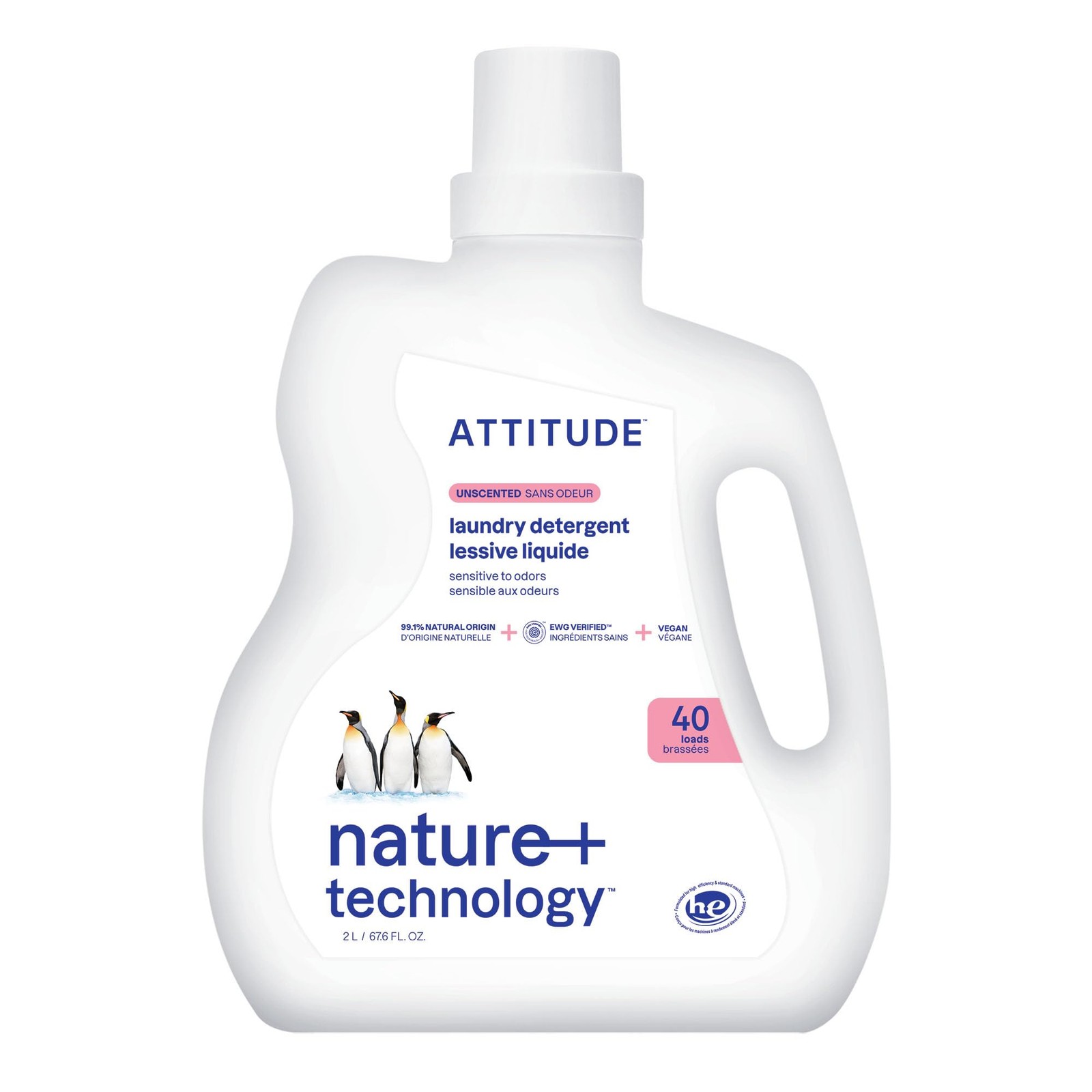 ATTITUDE Liquid Laundry Detergent, EWG Verified, HE 67.6 Fl Oz (Pack of 1)