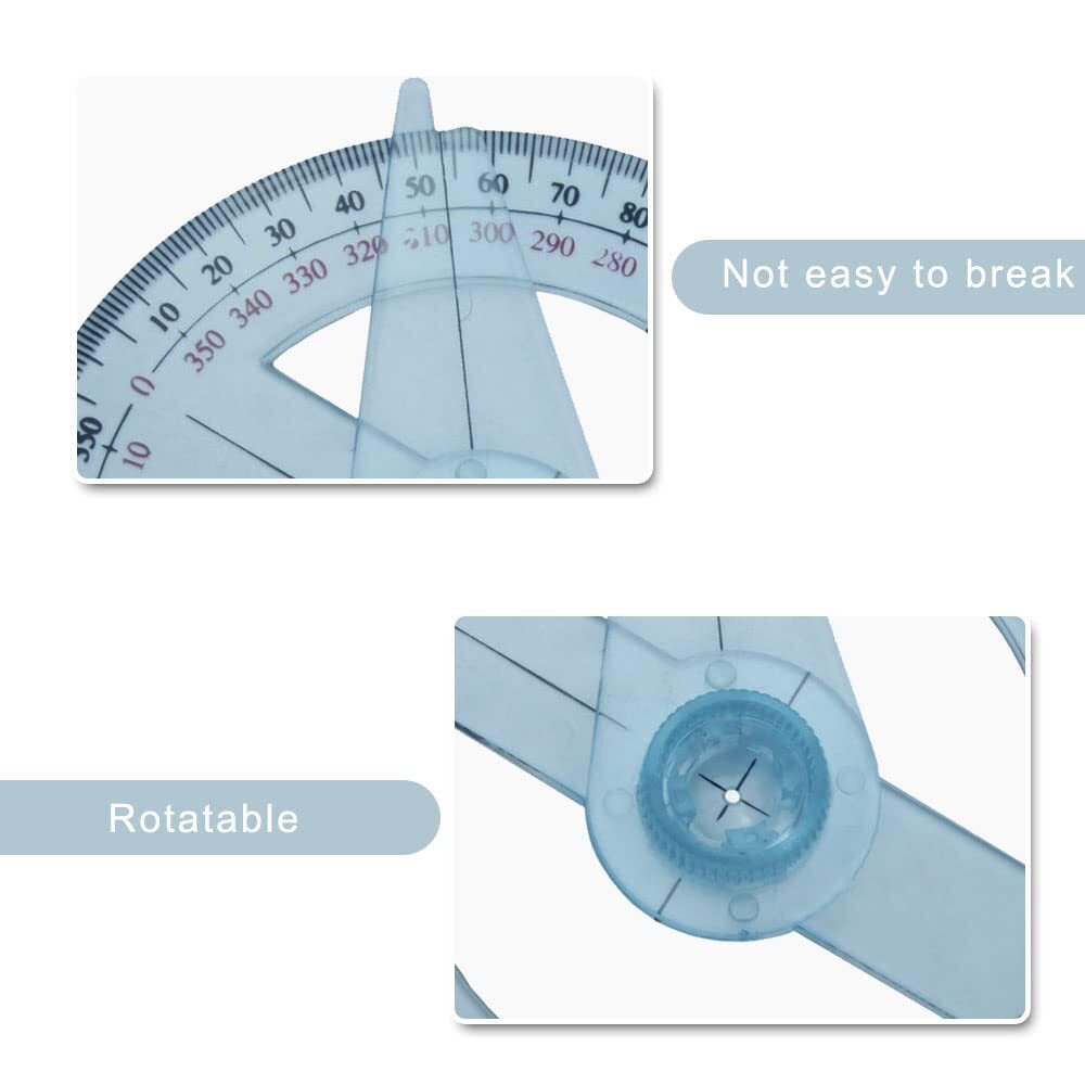 2 Pcs Circle Protractor Rulers Plastic Protractors Swing Arm Angle Rulers for…