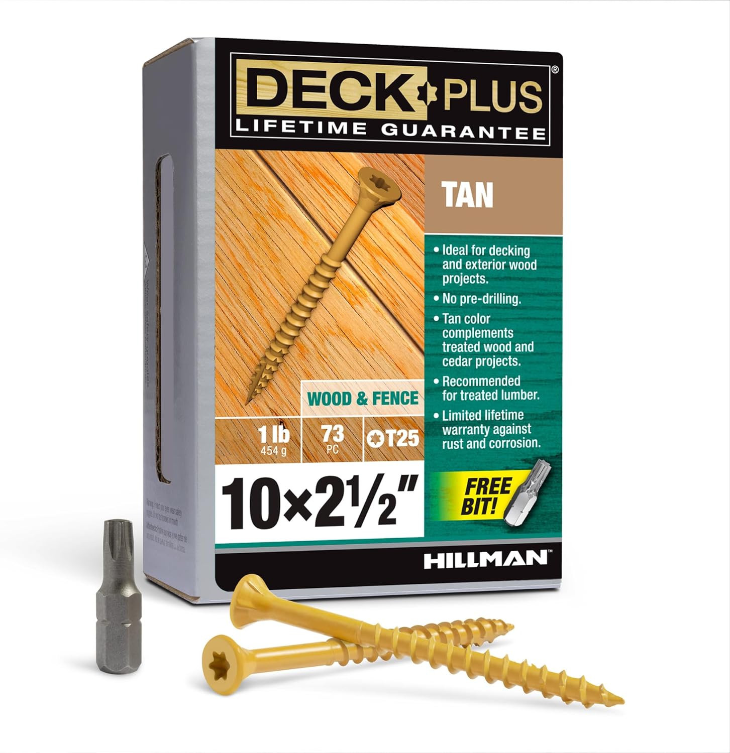 48415 Exterior Wood Screws, #10 x 2-1/2″, 4-Layer Epoxy Coated, Torx/Star Drive