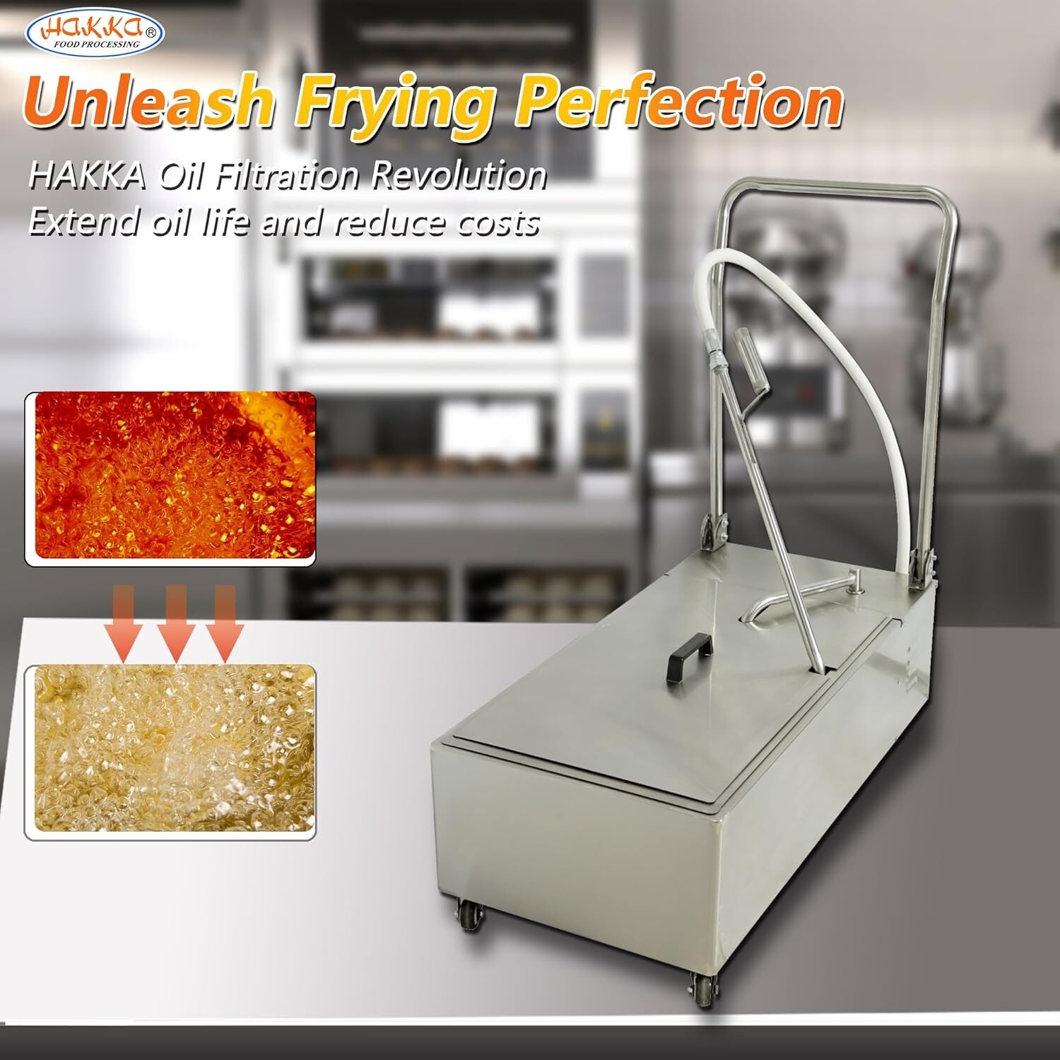 Hakka Fryer Oil Filter Cart Machine 48L Commercial Oil Filtration Separator