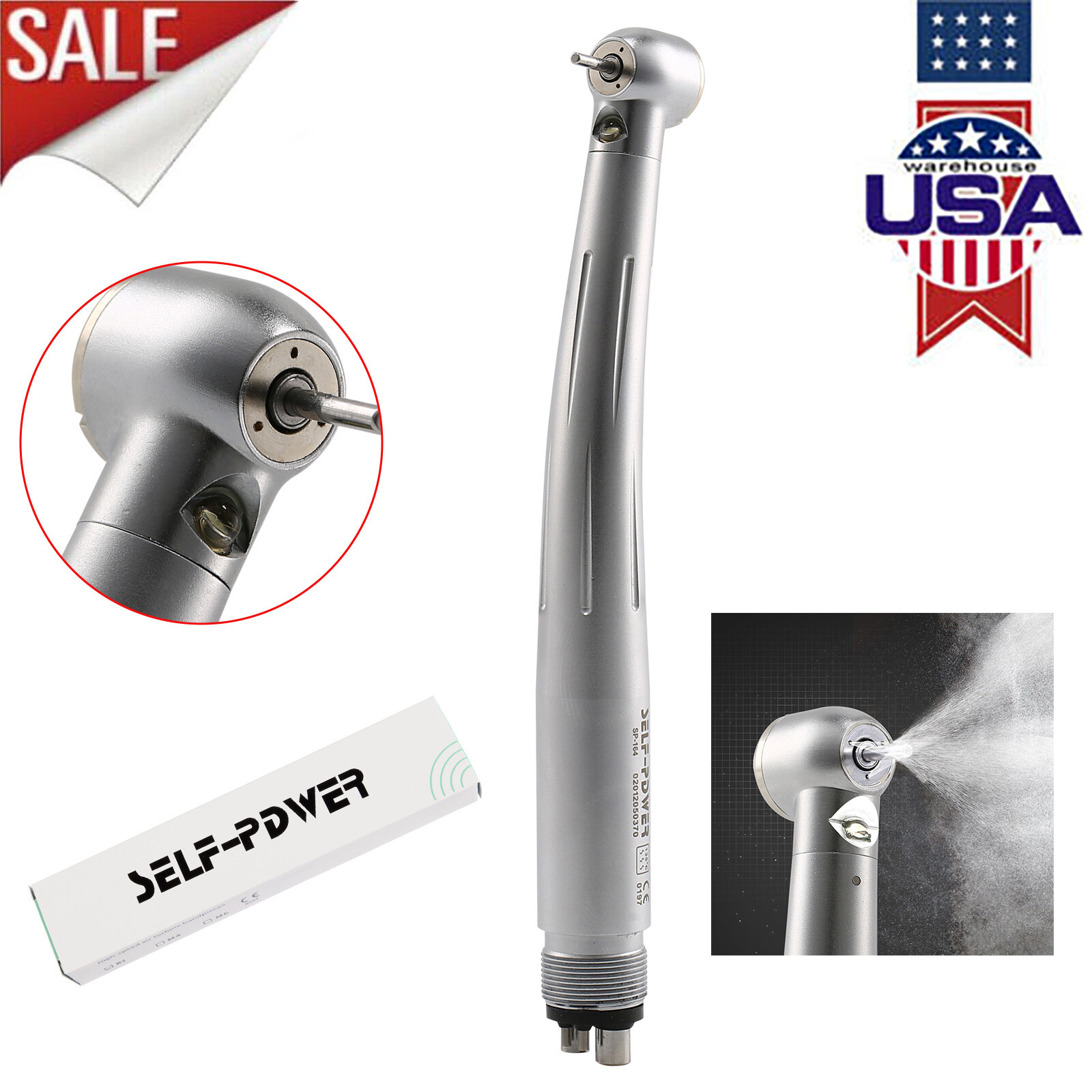 Turbina Dental Fibra Óptica LED E-generador Pieza de Mano de Alta Velocidad PDM