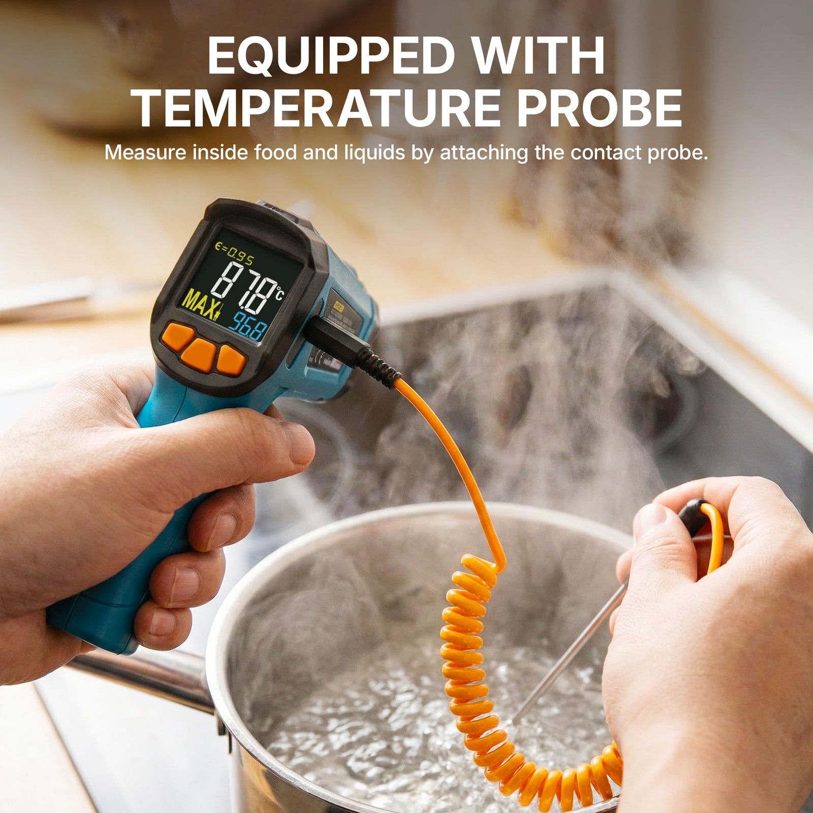 Infrared Thermometer, -58°F to 1472°F(-50~800°C), Non-Contact Digital Laser T…