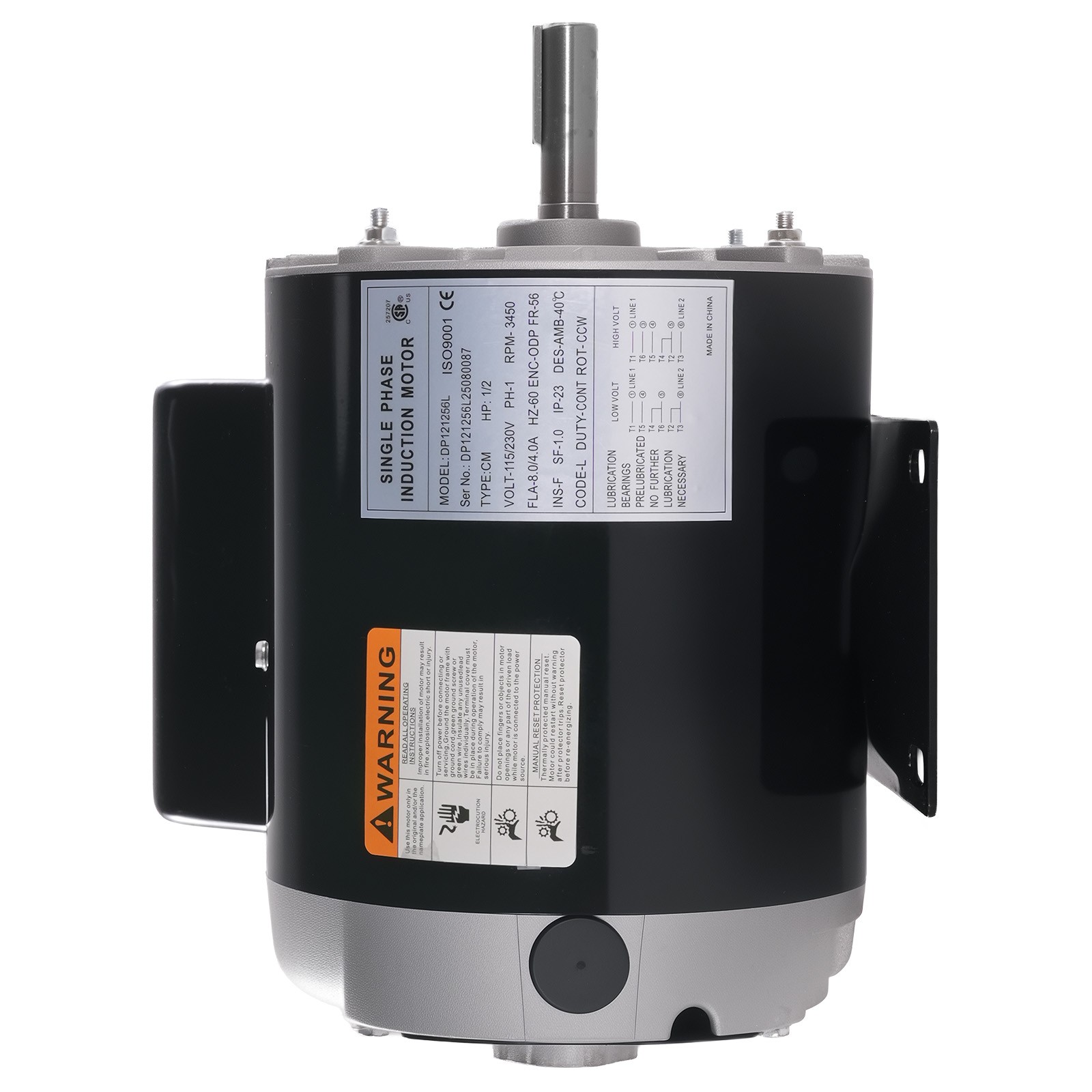 Electric Motor 1/2 HP 3450 RPM Single Phase 5/8″Shaft 115/230V Frame 56 CCW