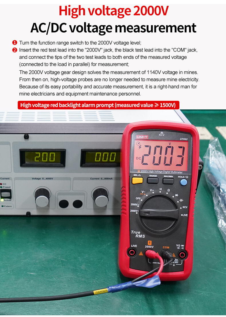 UNI-T T-RMS Digital Multimeter 2000V AC DC Voltmeter Cap Freq Ohm NCV LIVE Teste