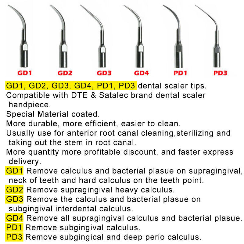 5pcs Dental Ultrasonic Piezo Scaler Tips For EMS Woodpecker & DTE SATELEC CE FDA
